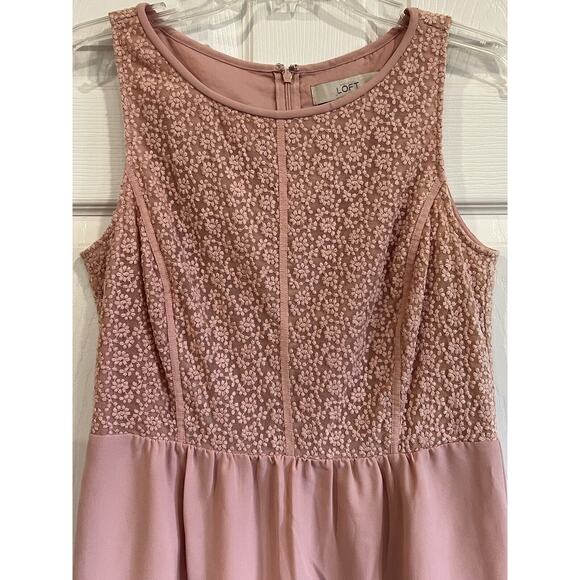 Loft Women’s Light Pink Sleeveless Floral Lace Mini Dress Size 6 - Picture 3 of 7